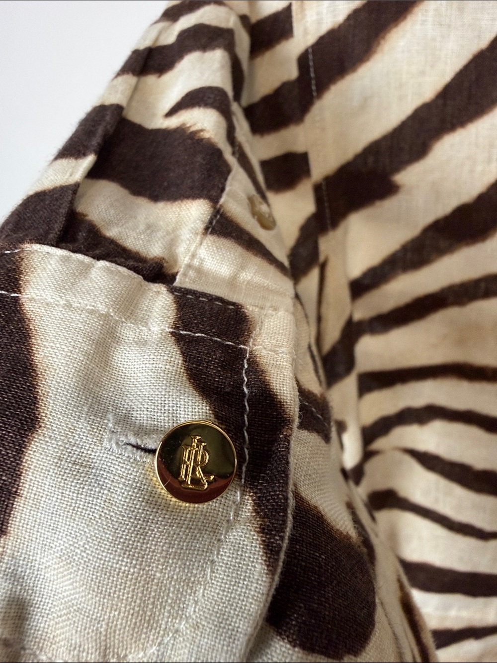289. Lauren Ralph Lauren Zebra Print Linen Shirt Dress Size 6 - Picture 7 of 13